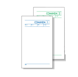 Blocco comande a 7 tagliandi - 10 x 22cm - 25x2cm - 25 fogli x 2 copie ricalcanti - bm