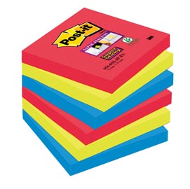 Blocco foglietti post it® super sticky - colore bora bora - 76 x 76 mm - 90 fogli - post it®