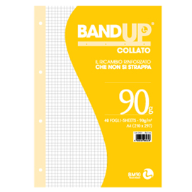 Blocco collato bandup - fori rinforzati - a4 - quadretto 5mm - 40 fogli - 90gr - bm
