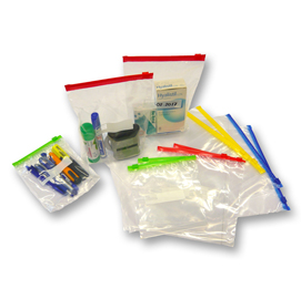 Buste slider - con chiusura zip e cursore - polietilene - 23,5x32x6 cm - 70 micron - trasparente/blu - viva - conf. 50 pezzi