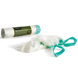 Biosacco per immondizia - 42x42 cm - 10 l - 19 micron - bianco - perfetto - rotolo da 15 sacchi