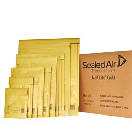 Busta imbottita mail lite® gold - formato g (24x33 cm) - avana - sealed air - confezione risparmio da 50 pezzi