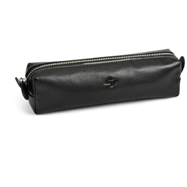 Bustina con cerniera in vera pelle linea uomo - nero - 18 x 6 x 5cm - niji italiana