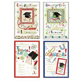 Biglietto auguri laurea - 4 soggetti assortiti - kartos