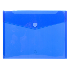 Busta a tasca con chiusura in velcro - ppl - 24x32 cm - blu/trasparente - exacompta