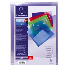 Busta a tasca con chiusura in velcro - ppl - 24x32 cm - colori assortiti - exacompta