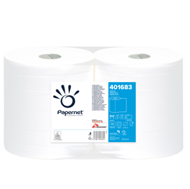 Bobina asciugatutto - 2 veli - goffratura a onda -  diametro 22,4 cm - 21 gr - 23,4 cm x 137 mt - bianco - papernet