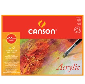 Blocco collato 4 lati canson acrylic - 24x32 cm - 400 gr - 10 fogli - canson