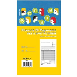 Blocco ricevuta b&b - affitta camere - 25x2 autoric. - 17x9,9cm - edipro