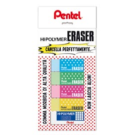 Blister  mini gomme - colori assortiti - 5 pezzi - pentel