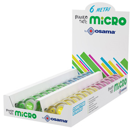 Bianco tape micro - colori assortiti - osama - espositore 24 correttori