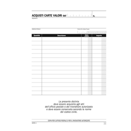 Blocco distinta per l’acquisto di carte valori - 50 copie - autoricalcanti - 21,5x14,8cm - se1649c0000 - semper