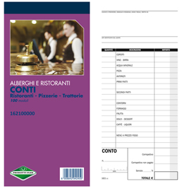 Blocco conti ristoranti/pizzerie/trattorie - 21,5x10cm - 100 fogli - 162100000 - flex