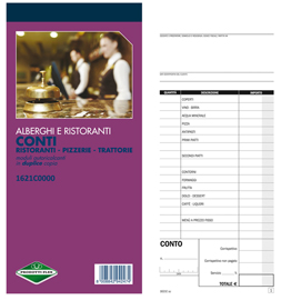 Blocco conti ristoranti/pizzerie/trattorie - 50 fogli - 21,5x10cm - 1621c0000 - flex