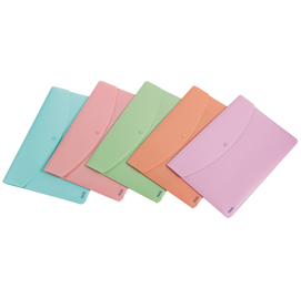 Buste con bottone p@stel - a4 - colori assortiti - pp - favorit - conf. 5 pezzi