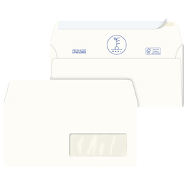 Buste bianche kami - in carta riciclata - con finestra - 110x230 mm - 100 gr - pigna - conf. 500 pezzi