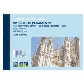 Blocco ricevute di pagamento per attività sportive dilettantistiche - 50/50 copie autoricalcanti - 11,5x16,5 cm - du1625800 - data ufficio