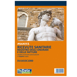 Blocco ricevute sanitarie numerate - 100/2 copie autoricalcanti - du1653c1000 - data ufficio