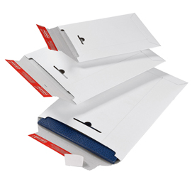 Busta a sacco - in cartone - chiusura autoadesiva - bianco - 260 x 345 x 30 mm - colompac