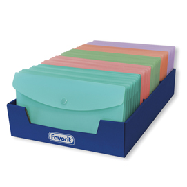 Buste con bottone pstel - ppl - 9,9 x 21 cm - colori assortiti - favorit