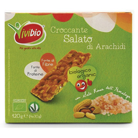 Barretta croccante - arachidi - salato - 120 gr - vivibio