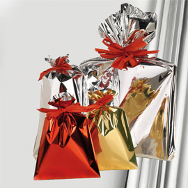 Busta regalo - senza patella adesiva - 50 x 75 cm - 30 micron - ppl - metal lucido - argento - pnp - conf. 25 pezzi