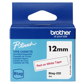 Brother - nastro -  rosso/bianco - btag232 - 12mm x 4mt