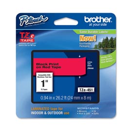 Brother - nastro -  nero/rosso - tze451 - 24mm x 8mt
