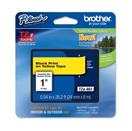 Brother - nastro -  nero/giallo - tze651 - 24mm x 8mt
