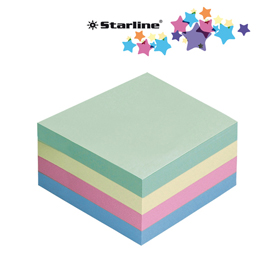 Biglietti adesivi cubo - assortito tenue - 75 x 75mm - 70gr - 400 fogli - starline