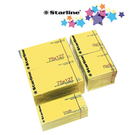 Blocchetto biglietti adesivi - giallo - 75 x 75mm - 70gr - 100 fogli - starline