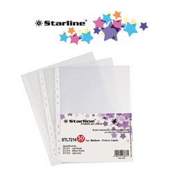 Buste forate - medium - liscio - 22x30 cm - trasparente - starline - conf. 50 pezzi