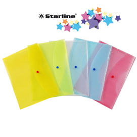 Busta con bottone - ppl - 22x30 cm - colori assortiti - starline