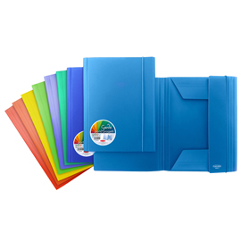 Cartelle con elastico garda - 3 lembi - pp - dorso piatto - colori assortiti - sei rota