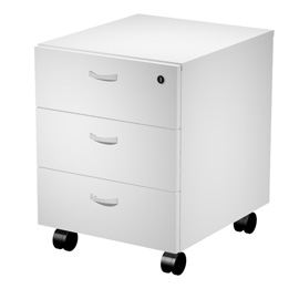 Cassettiera essence - 3 cassetti - con ruote - 41,5 x 49,5 x 57,6 cm - bianco - artexport