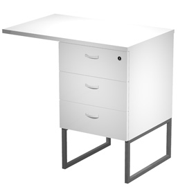 Cassettiera essence - 3 cassetti - con supporto metal e top - 41,5 x 49,5 x 57,6 cm - bianco/antracite - artexport