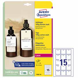 Cartellini micro-perforato stampabili bianchi 80x50mm 10fg (15 cart/fg) avery