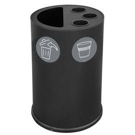Contenitore tondo raccolta differenziata con divisorio bicchieri nero stilcasa