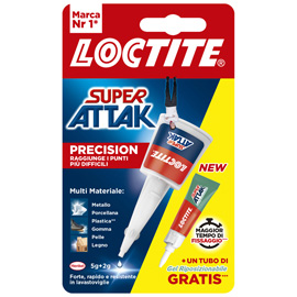 Colla super attak precision - 5 gr + 2 gr - gel riposizionabile - loctite