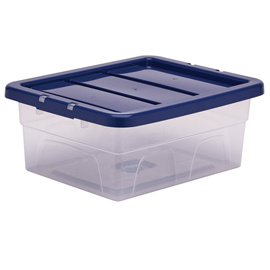 Contenitore multiuso bankers box - 32 x 40 x 17 cm - 15 l - pp - con coperchio blu - trasparente - fellowes
