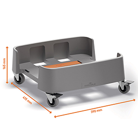 Carrello quadrato per bidoni durabin da 90l - 4 ruote - 39 × 16,5 × 41,5 cm - rpp - durable