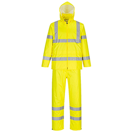 Completo antipioggia hivi - ripiegabile - impermeabile - l - giallo fluo - portwest