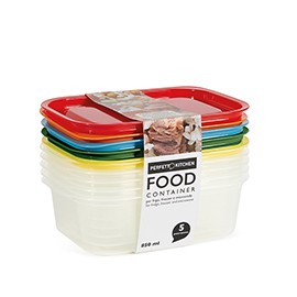 Contenitori alimenti –  203 x 137 x 64 mm – 850 ml - pp - perfetto – conf. 5 pezzi