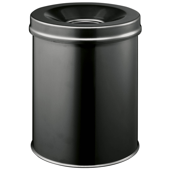 Cestino gettacarte safe - tondo - autoestinguente - nero - 15 l - durable
