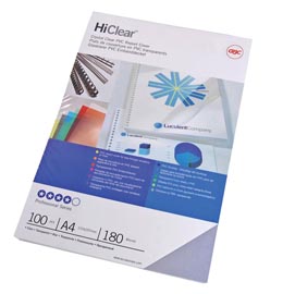 Copertine hi-clear - a3 - 180 micron - neutro trasparente - gbc - scatola 100 pezzi