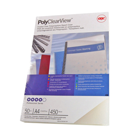 Copertine polyclear view - a4 - 300 micron - ppl - neutro trasparente opaco - gbc - scatola 100 pezzi
