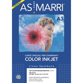 Carta inkjet - a3 - 100 gr - color design - patinata - bianco - as marri - conf. 200 fogli