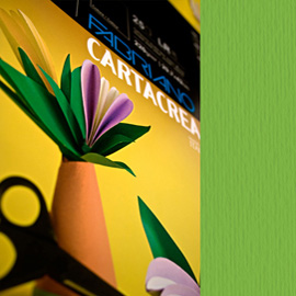 Cartoncino cartacrea - 35x50cm - 220gr - verde 111 - fabriano - blister 10 fogli