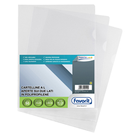 Cartelline a l pratic - superior - ppl - liscio - 22x30 cm - trasparente - favorit - conf. 50 pezzi