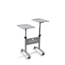 Carrello twin - 86x60x120 cm - per proiettori multimediali - 2 ripiani - con ruote - grigio - nobo